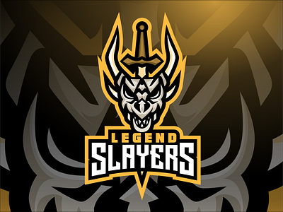 legend slayer logo angry branding character dragon esport first fortnite game gaming icon illustration mascot orange purple sword vector