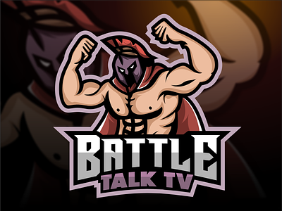 Battle TalkTV angry character cool esport flex fortnite game gaming guy hello illustration mascot muscle purple red