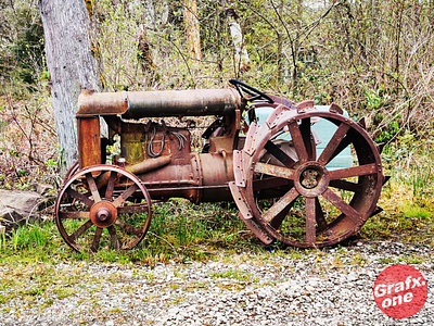 A rusty antique tractor in Preston, Washington adobe photoshop antique farm iphone old photography retro rust rusty tractor