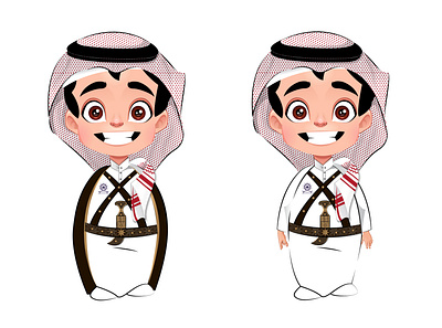 A Saudi child in traditional wear arab cartoon cartoon character design idea illustration saudi saudi arabia sketch ui vector