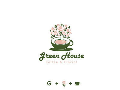 Green House Logo arab branding coffee cup design florist flower house idea illustration logo saudi typography ui