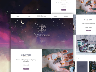 Sage and Sorrow Ecommerce Concept branding candles crystals design ui web website whimsical whimsy witch