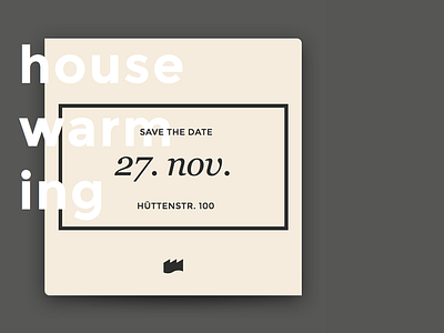 Housewarming Party Invite for Rheinfabrik beige facebook grey invite minimalistic office party typo