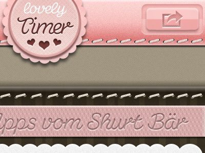 Lovely Timer button girly ios ipad iphone pink stich texture ui vintage