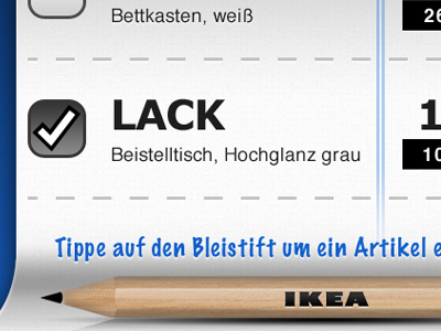 Der IKEA Merkzettel app blue clean gray ikea ios ipad iphone paper wood