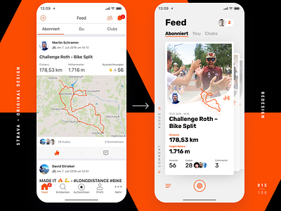 #randomredesign 015 android app app design club cross platform cycling feed figma fitness flutter ios material design mobile multi platform redesign run sport sprint track ui