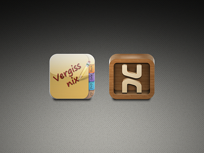 Icon Redesign for "Vergiss Nix 2.0" 3d appcom germany grey icon notes nv texture wood