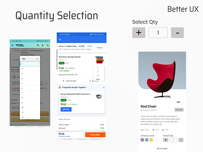 Quanity Selection app ecommerce ui ux ui ux design