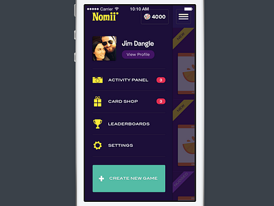 Nomii menu app game mobile nomii