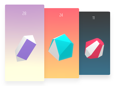 Geotap Game Screens 3d app gradients low poly mobile game shapes