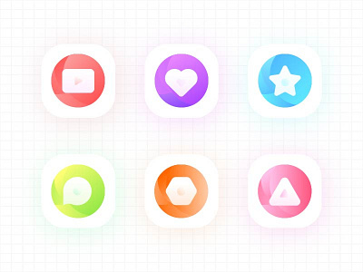 Icon blue green heart icon like mail pink play star ui