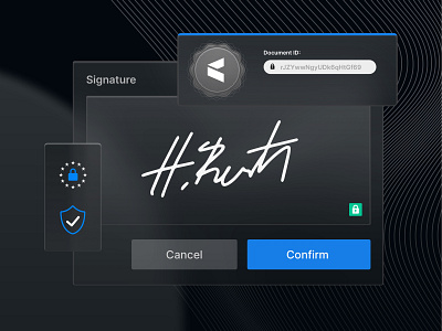 eSignature Security Blog Design blog branding builder contract dar dark mode esignature glassmorphism header illustration minimal paperless ui
