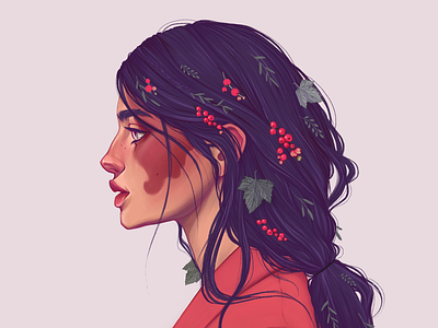 Red currant currant girl portrait