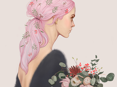 Girl with pink hair flowers pinkhair portrait