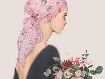 Girl with pink hair