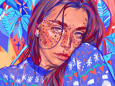 Freckles freckled girl illustration impressionism ipadpro procreate