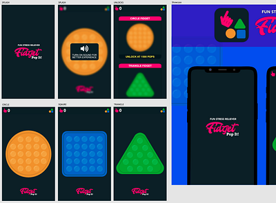 Fidget Pop It Game UI affinitydesigner concept game uiux