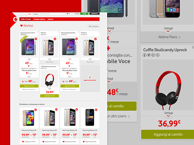 Vodafone ecommerce ui ux wallboard web wishlist