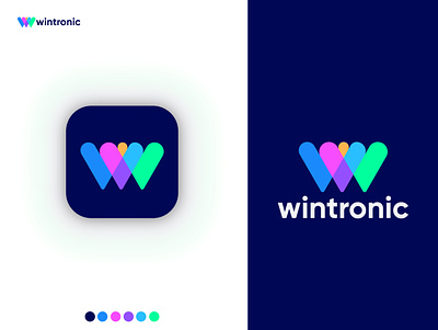 Wintronic - Letter W Logo Design 3d branding creative design flat graphic design icon illustration logo logo design logotype typography ui vector