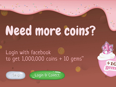 Sweety UI for mobile game @design @dribbble @remote @ui @vasilkooov @web coins crystals mobile ui sweety