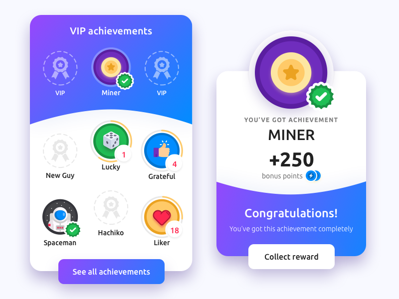 Achievements UI by Aydar Rakimov on Dribbble