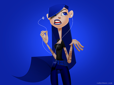 Blue blue hair cartoon character design