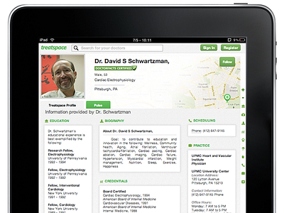 Doctor Profile app apple design doctor icons interface ios ipad man medicine mobile platform profile social website