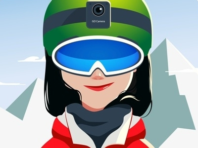 Girl in the mountains girl glasses helmet mountains snowboad winter
