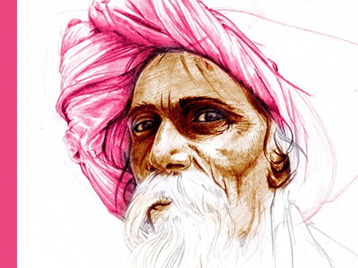 Indian color crayon draft eye face handrawing pencil pink