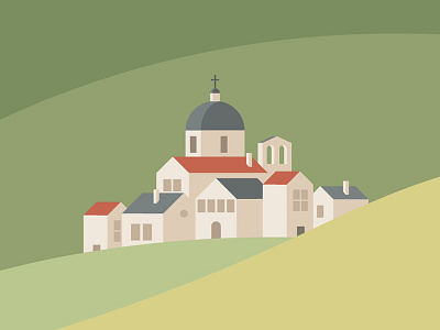 Montepagano abruzzo church hills illustrator italy rebound town vector