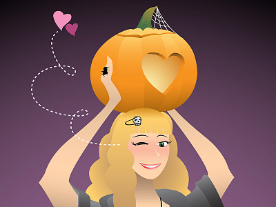 Halloween blonde girl halloween heart illustrator party pumpkin purple vector
