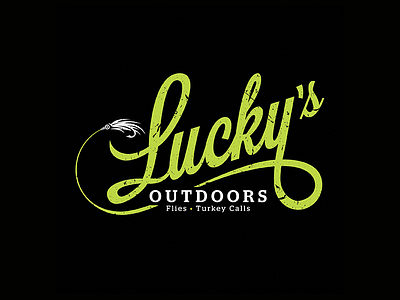 Luckys Outdoors design fishing flies logo outdoors typography