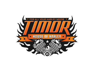 Timor banner design engine flames harley logo motorcycles