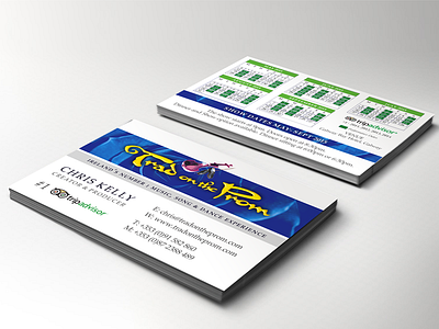 Trad On The Prom Business Card blue card business card calendar graphic design irish music print design print desing