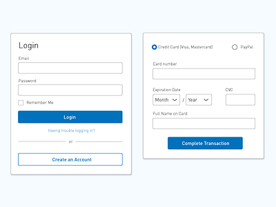 Login & Transaction modules complete transaction credit card login paypal ui