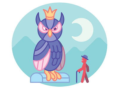 Mr Olaf and the King of Owls evening flat king mrolaf owl owls vector