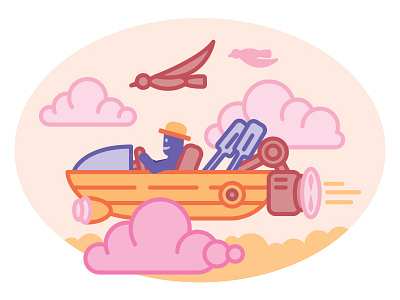 Mr Olaf's flying boat bird boat cloud flat flying mrolaf sky vector