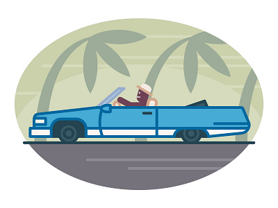 Mr Olaf drives a Cadillac cadillac car drive flat illustration mrolaf palm vector