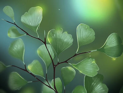 Ginkgo Leaves digital painting ginkgo ginkgobiloba ginkgoleaf illustration leaf leaves mood painting plant simple tree