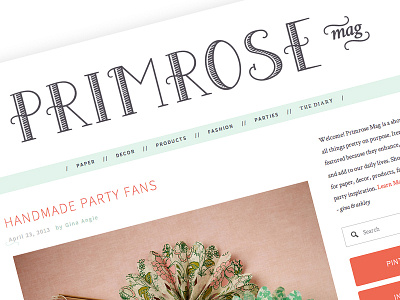 Primrose Mag blog blog design feminine font girly gray layout lettering logo magazine mint pretty web design website