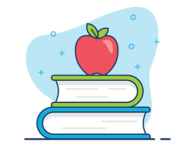 Lunch & Learn apple book fruit illustration learn line lunch teacher