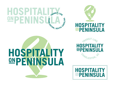 Hop Logos blue fork green hospitality knife logo logo mark peninsula spoon typography