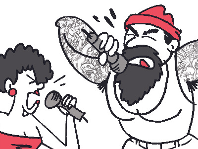 Hipster Karaoke cartoon comic illustration