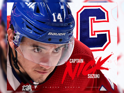Captain Nick Suzuki blue hockey ice hockey montreal canadiens nhl red sport design sports white