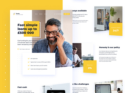 Pronto Fast Loans bright clean layout loans simple typography website