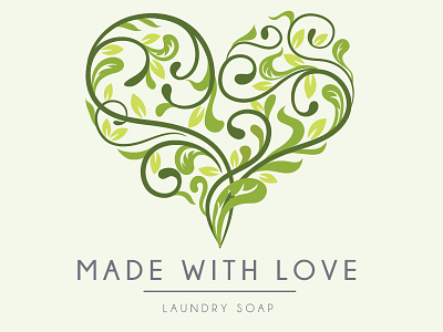 Made with Love Logo green grey heart soap