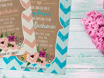 Baby Shower Invites baby boy baby girl baby shower blue chevron floral invites pink