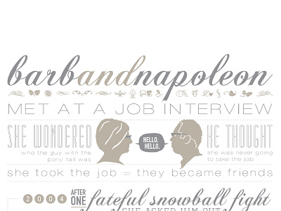 Barb and Napoleon invitation profile silhouette typography wedding