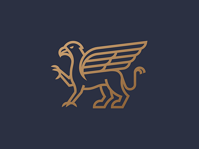 Griffin beak bird claw eagle geometric griffin line lion logo wing