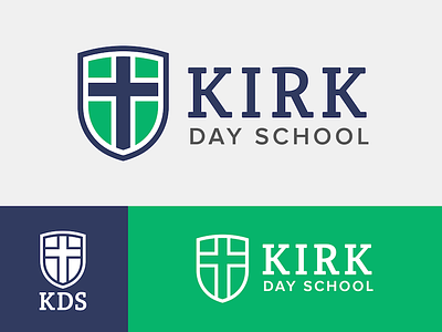 Kirk Day School crest cross logo school shield
